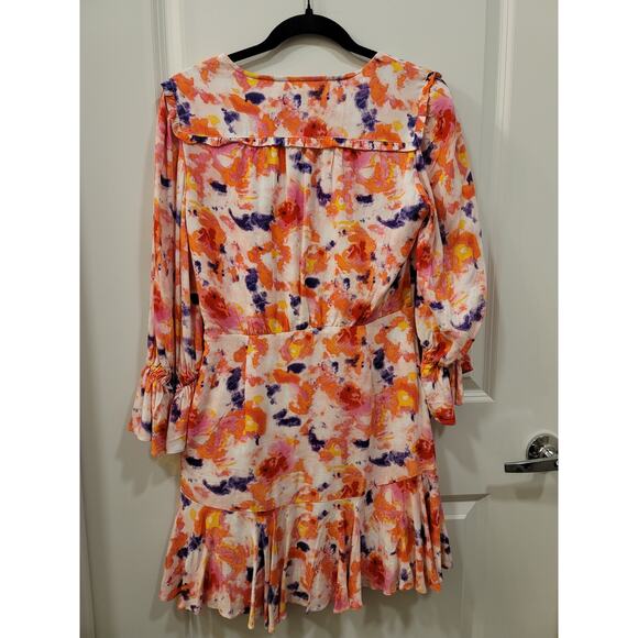 Betsey Johnson Sunset Floral Ruffle Trim Wrap Dress - Picture 3 of 10